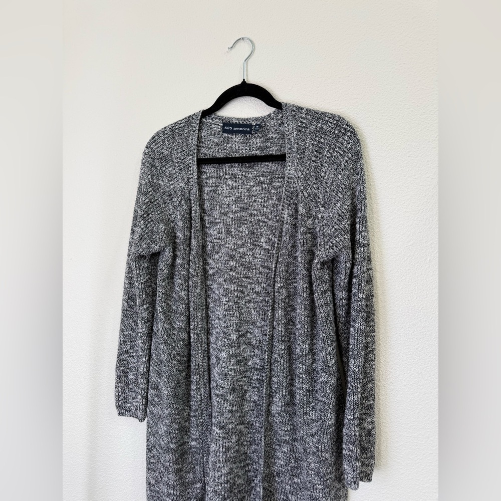 525 America Revolve Designer Gray Knit Open Long Cardigan Women’s Size Medium - Picture 3 of 8